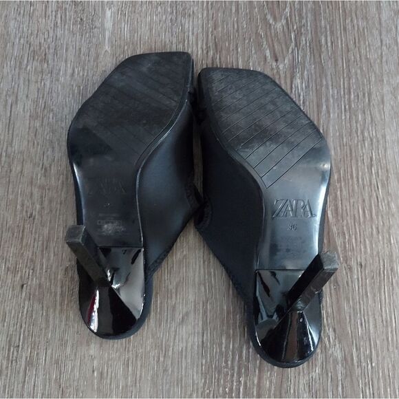 ZARA NEOPRENE HIGH-HEEL SANDALS SLIP ON BLACK SIZE 6 - Picture 10 of 11
